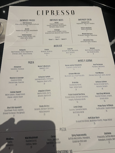 Menu Cipresso In Seminole Hard Rock Tampa - 2