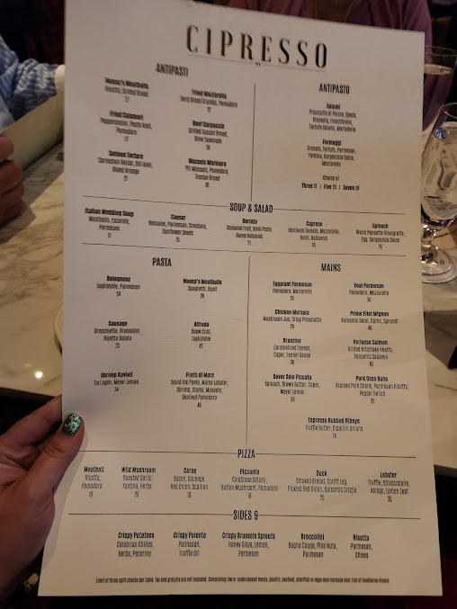 Menu Cipresso In Seminole Hard Rock Tampa - 6