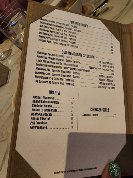 Menu Cipresso In Seminole Hard Rock Tampa - 7