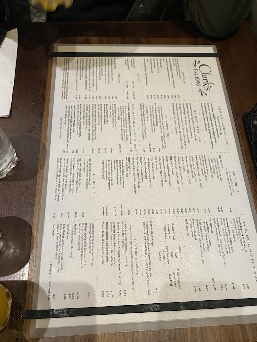 Menu Clark's - 1
