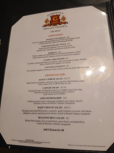 Menu Clementes Wood Fired Trolley Pizzeria - 8