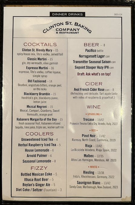 Menu Clinton St. Baking Company - 0