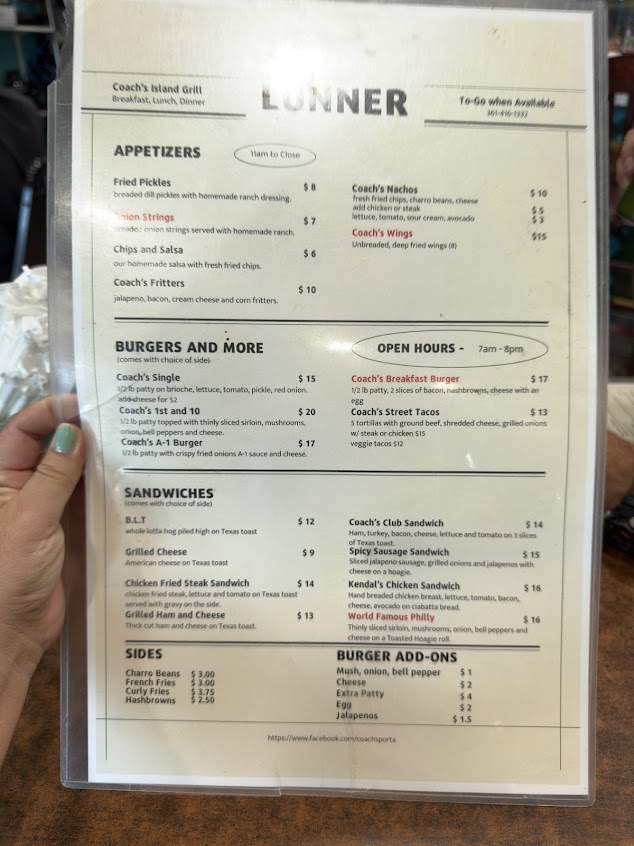 Menu Coachs Island Pub And Grub - 2