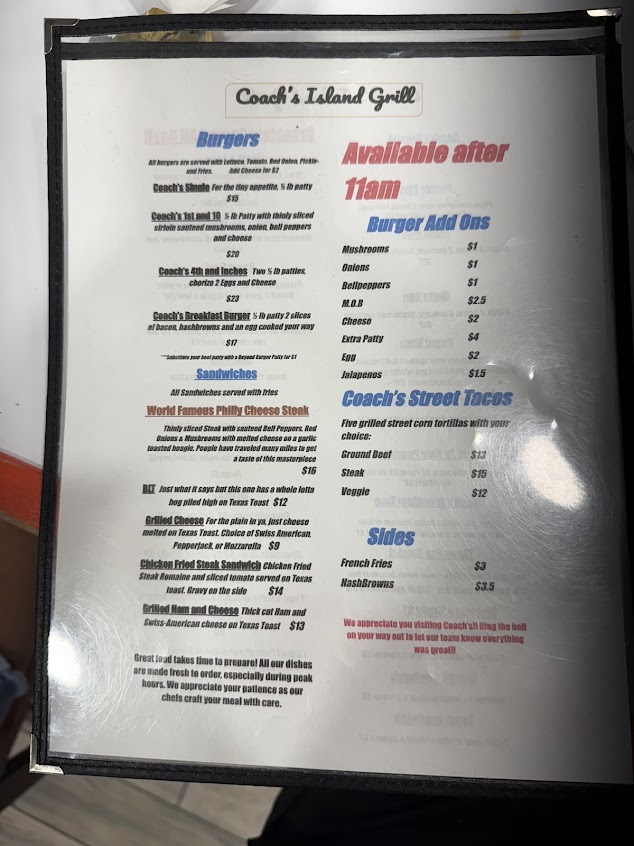 Menu Coachs Island Pub And Grub - 4