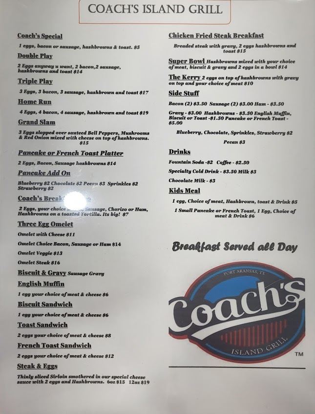 Menu Coachs Island Pub And Grub - 5