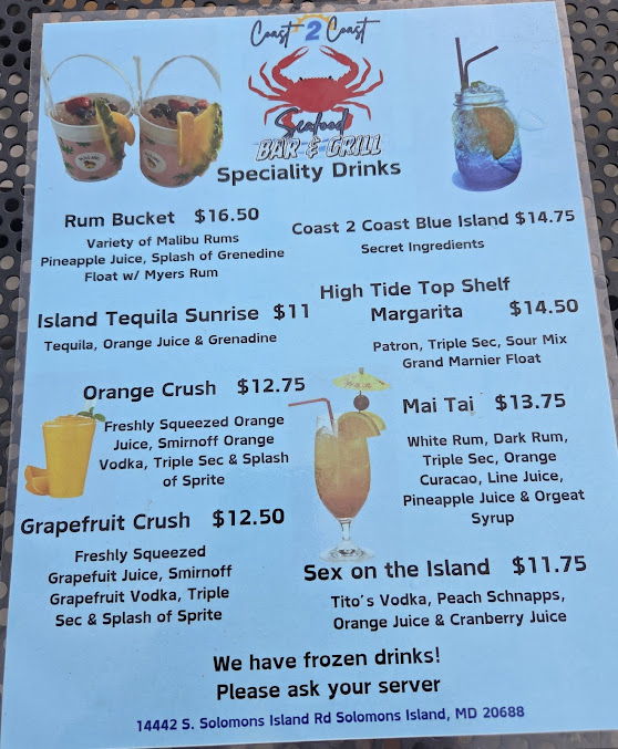 Menu Coast 2 Coast Seafood Bar And Grill - 2