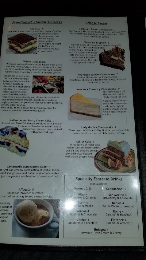 Menu Cocos Italian Market Restaurant Catering - 7