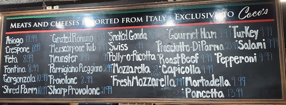 Menu Cocos Italian Market Restaurant Catering - 9