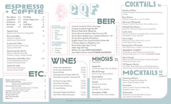 Menu Collins Quarter At Forsyth - 0