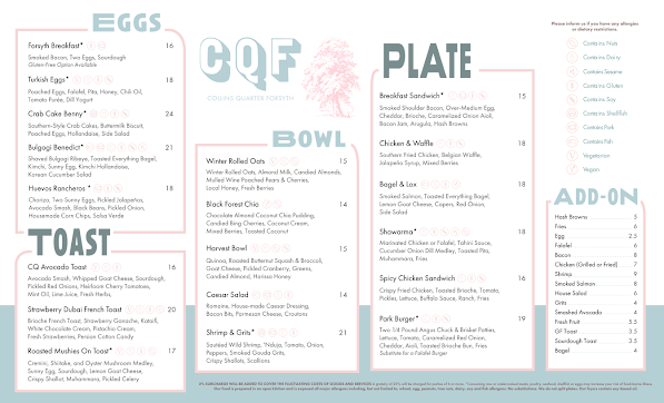 Menu Collins Quarter At Forsyth - 1