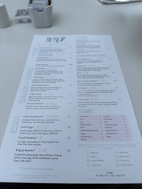 Menu Collins Quarter At Forsyth - 6