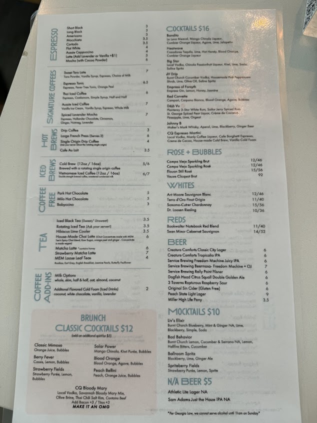 Menu Collins Quarter At Forsyth - 7
