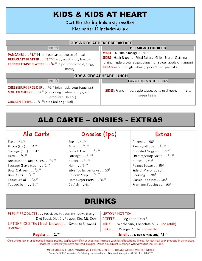 Menu Come N Git It - 0
