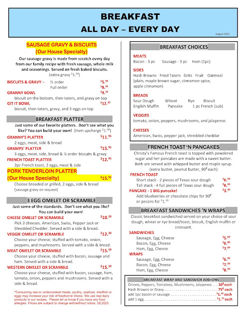 Menu Come N Git It - 1