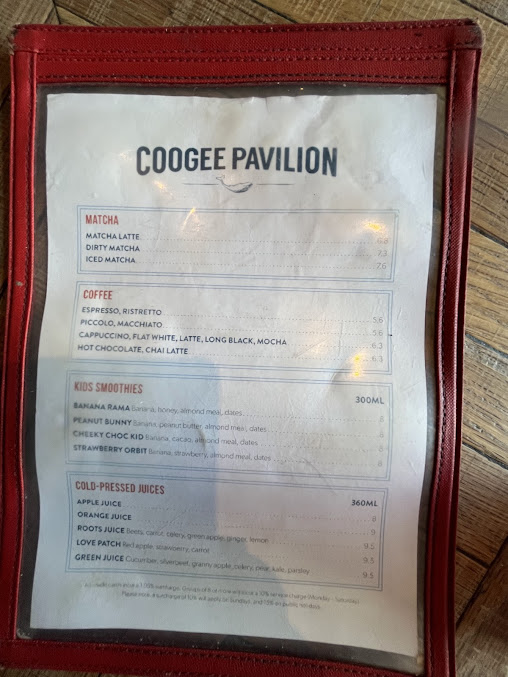Menu Coogee Pavilion Ground Floor - 0