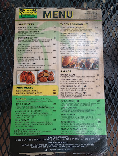 Menu Cool Runnings Restaurant Bar - 0
