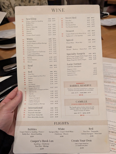 Menu Coopers Hawk Winery Restaurant - 0