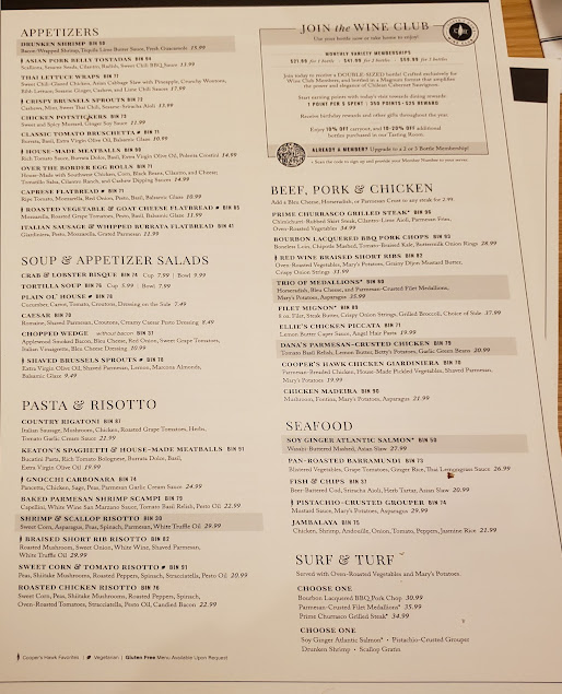 Menu Coopers Hawk Winery Restaurant - 1
