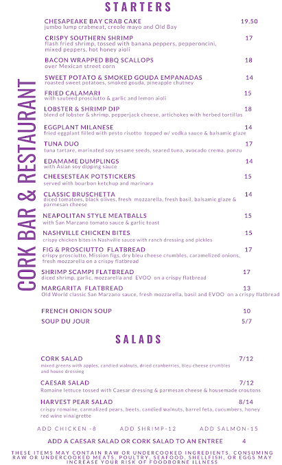 Menu Cork Bar & Restaurant - 1