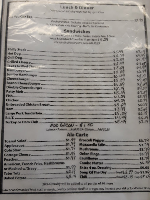 Menu Country Roads Bar Grill - 1
