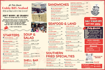 Menu Crabby Bills In St Pete Beach - 0