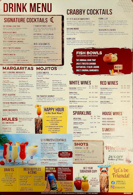 Menu Crabby Bills In St Pete Beach - 2