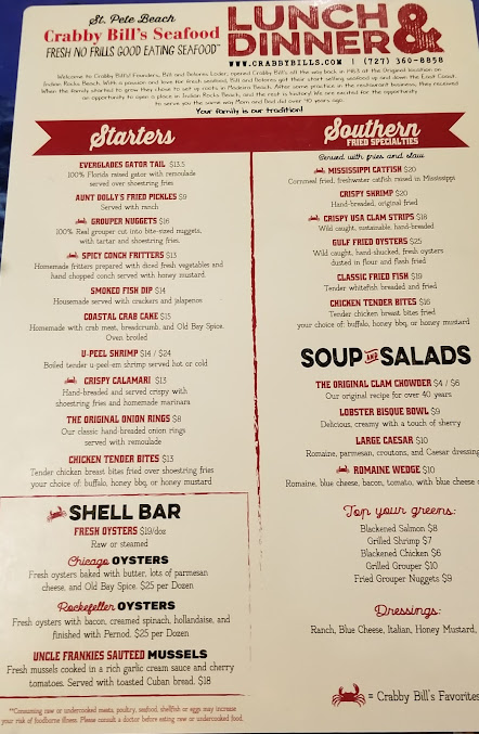 Menu Crabby Bills In St Pete Beach - 7