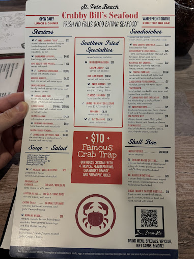 Menu Crabby Bills In St Pete Beach - 9