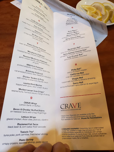 Menu Crave American Kitchen Sushi Bar The Galleria Edina - 8