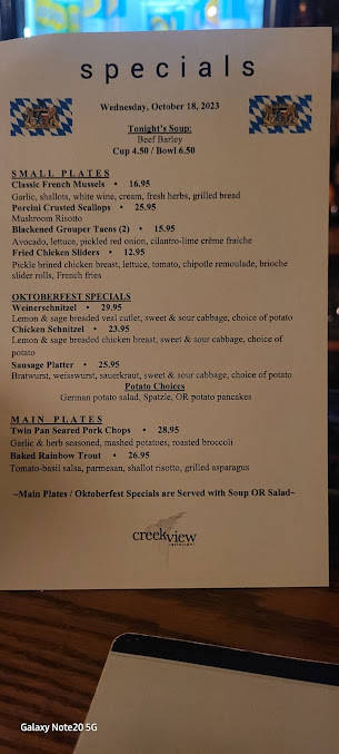 Menu Creekview Restaurant - 4