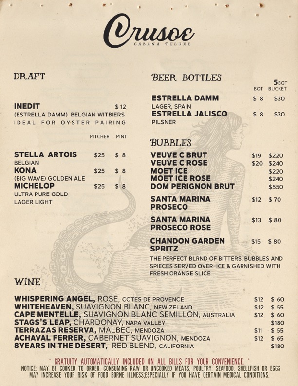 Menu Crusoe Cabana Deluxe Wynwood - 4
