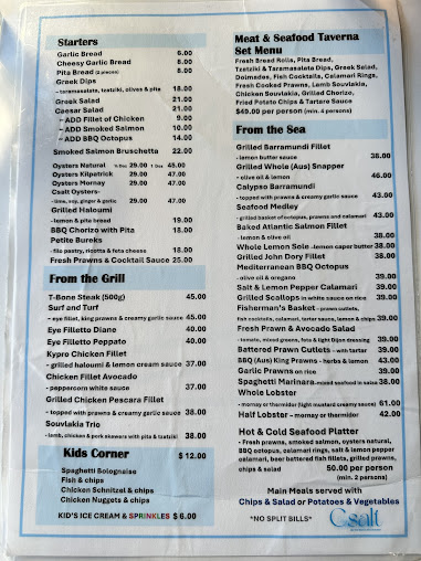 Menu Csalt On The Beach Restaurant - 0