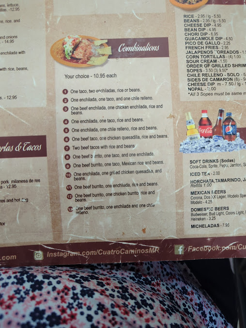 Menu Cuatro Caminos Mexican Restaurant - 4