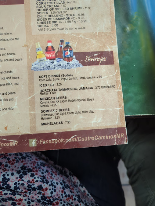 Menu Cuatro Caminos Mexican Restaurant - 9