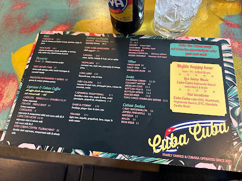 Menu Cuba Cuba Highlands Ranch - 5