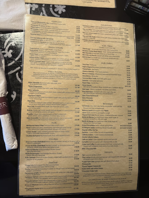 Menu Cuba De Ayer Restaurant - 2