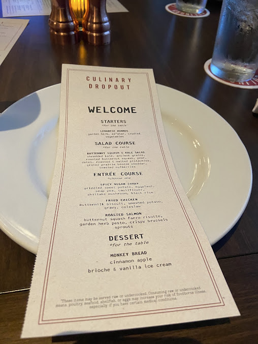 Menu Culinary Dropout - 0