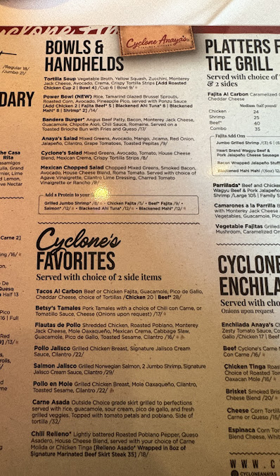 Menu Cyclone Anaya’s - 0