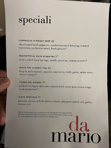 Menu Da Mario Restaurant - 3