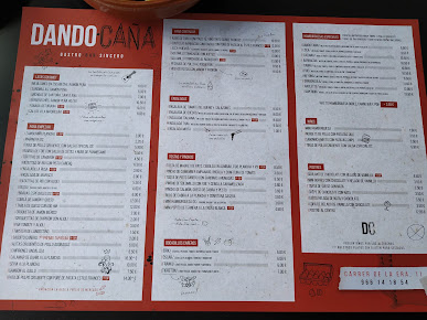 Menu Dando Caña. Cervecería - 0