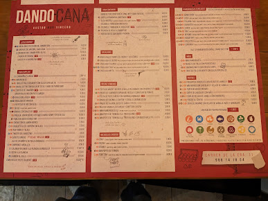 Menu Dando Caña. Cervecería - 3