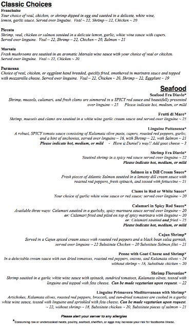 Menu Daniel's Restaurant & Catering - 0