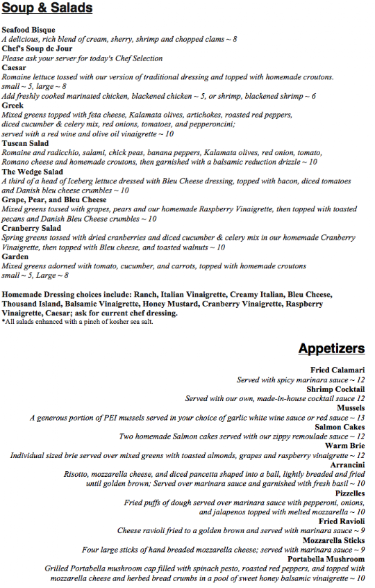 Menu Daniel's Restaurant & Catering - 1