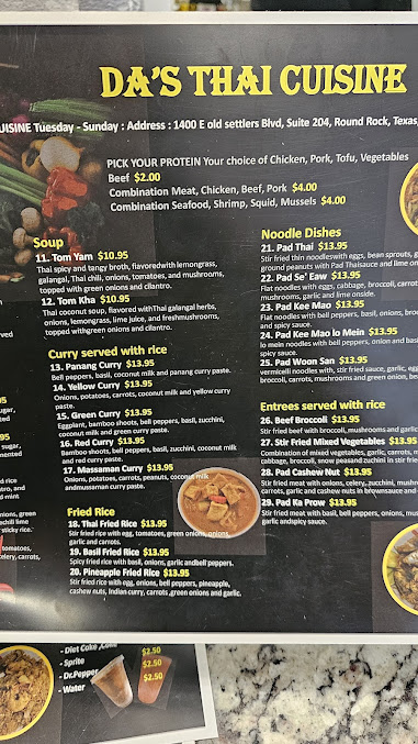 Menu Das Thai Cuisine 2 - 0
