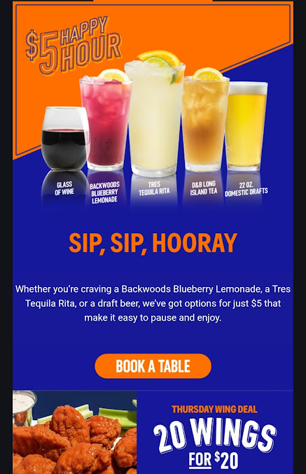 Menu Dave Busters New York City Times Square - 0