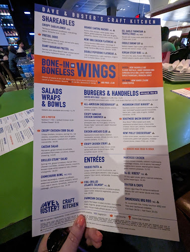 Menu Dave Busters New York City Times Square - 6