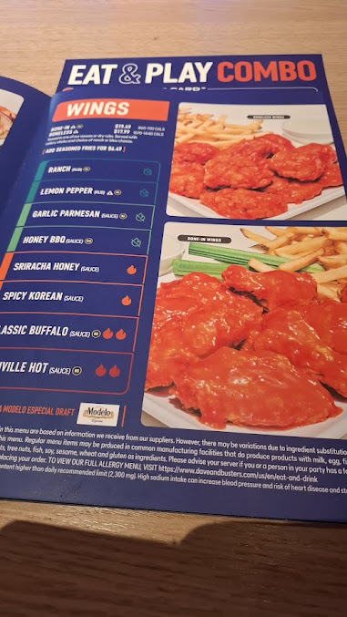 Menu Dave Busters New York City Times Square - 9
