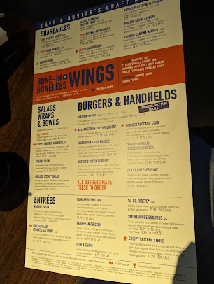 Menu Dave Busters Salt Lake City - 1