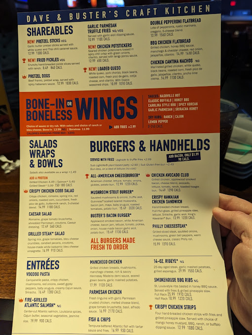 Menu Dave Busters Salt Lake City - 6