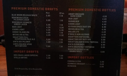 Menu Dave Busters Salt Lake City - 9